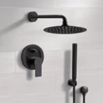 Remer SFH73 Matte Black Shower System With Rain Shower Head and Hand Shower